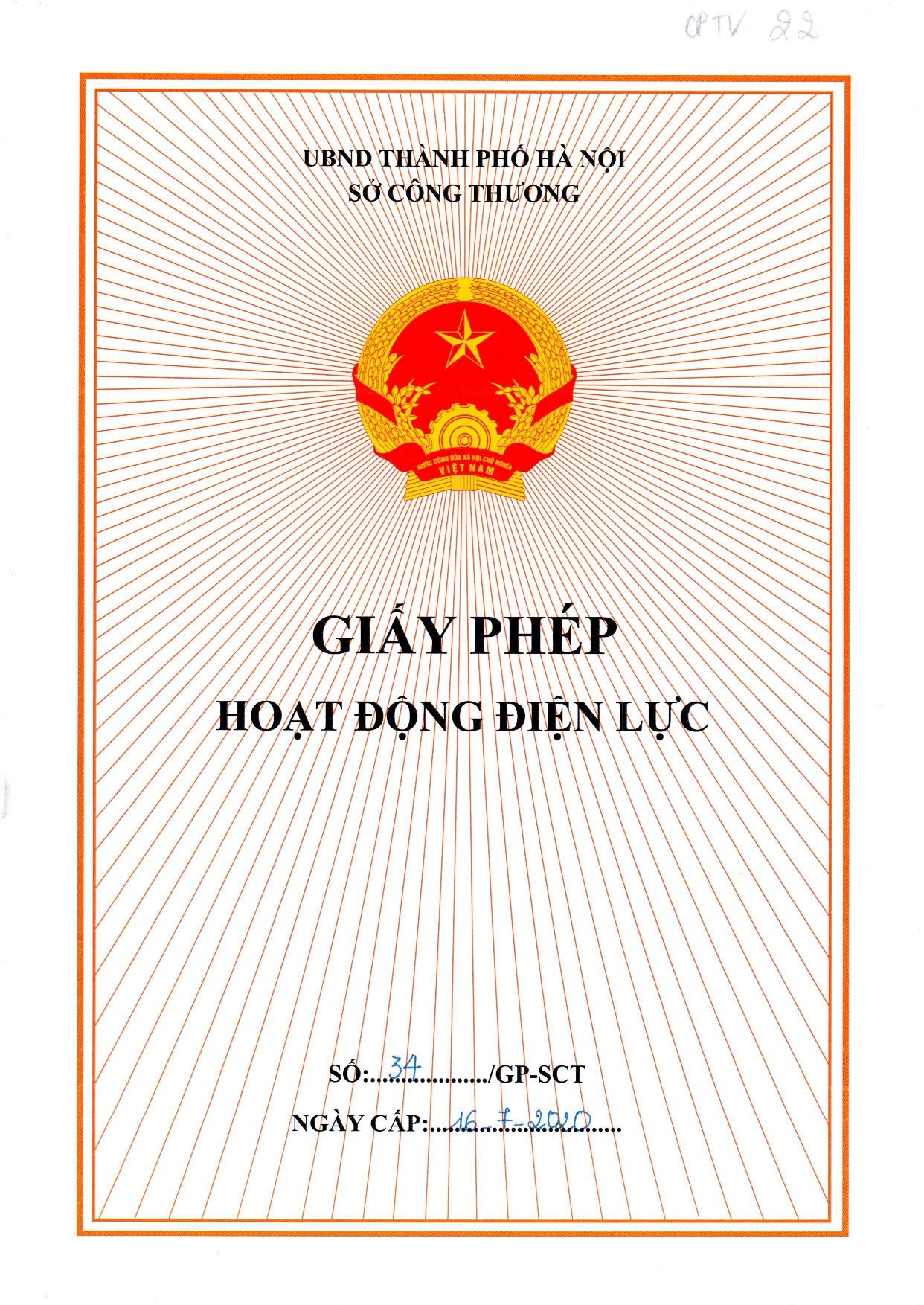 Giấy phép hoạt động điện lực